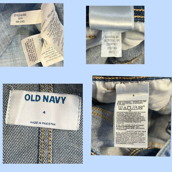 Old Navy OG Classic Courtney Denim Overalls Size 4 Vintage Wash - Picture 7 of 7